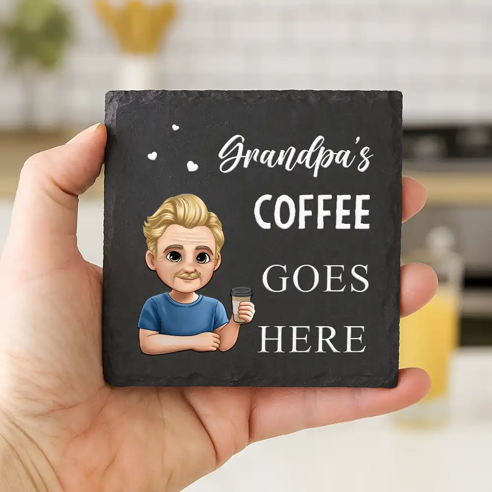 Nana Papa Drink Goes Here - Personalized Slate Coaster - Image 4