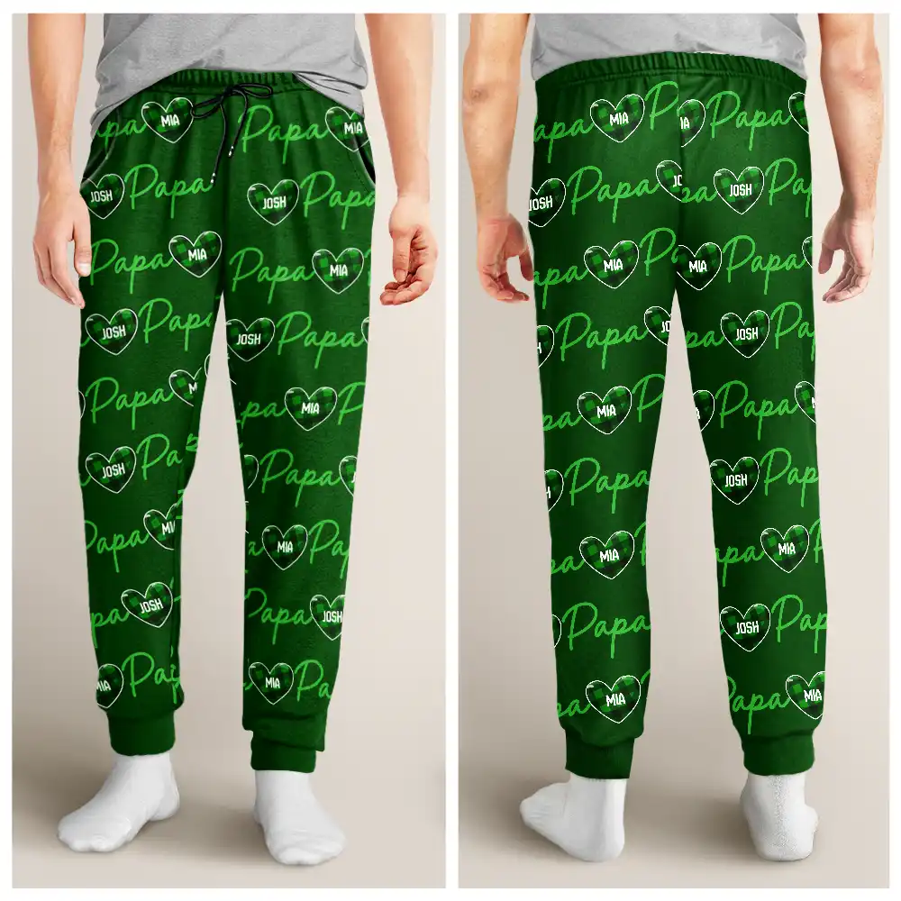 Nana Papa Mom Dad Sweethearts Custom Title And Names - Personalized Pajama Pants - Image 4