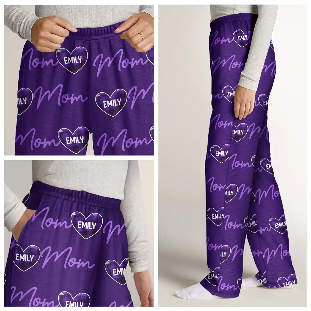 Nana Papa Mom Dad Sweethearts Custom Title And Names - Personalized Pajama Pants - Image 7