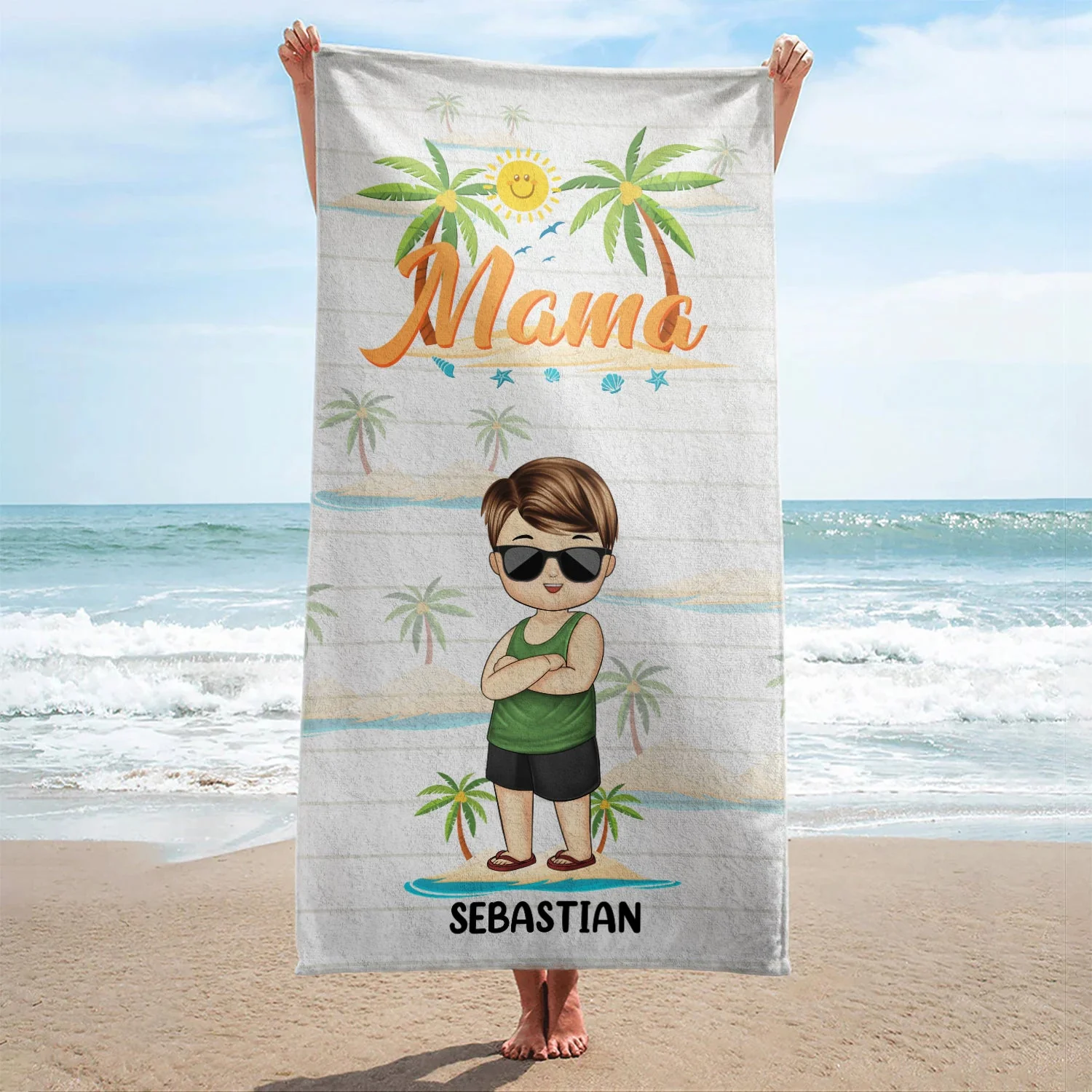 Nana Papa Mom Daddy - Loving Gift For Mother, Father, Grandma, Grandpa - Personalized Custom Beach Towel - Image 2