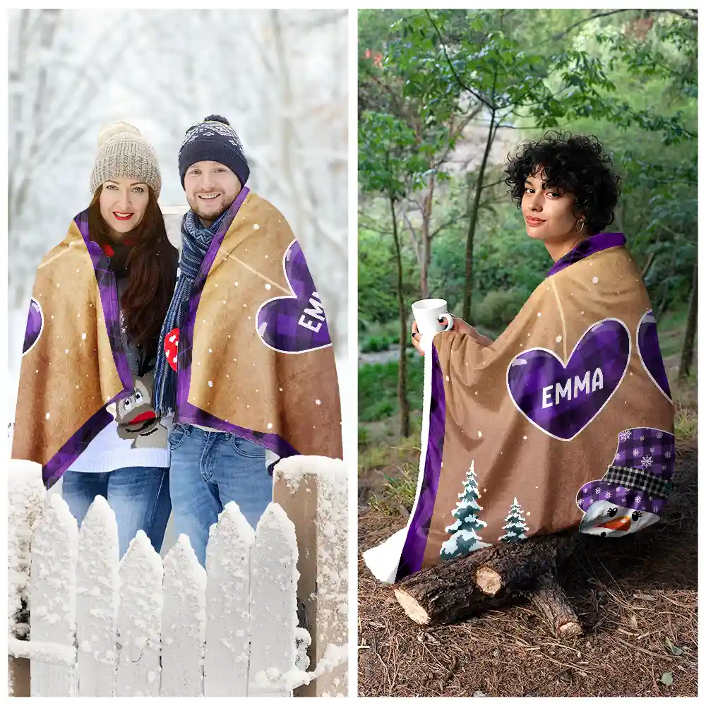 Nana Papa Snowwoman Snowman Christmas Grandparents - Personalized Wearable Blanket - Image 4