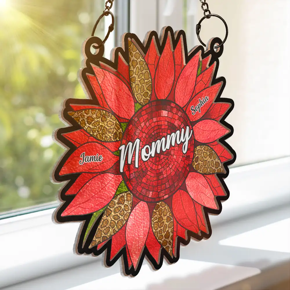Nana’s Family Sunflower of Love - Personalized Window Hanging Suncatcher Ornament - Image 3