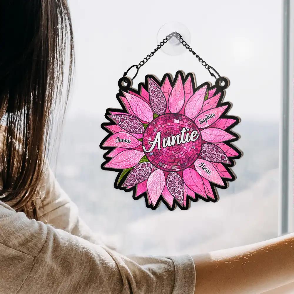 Nana’s Family Sunflower of Love - Personalized Window Hanging Suncatcher Ornament - Image 4
