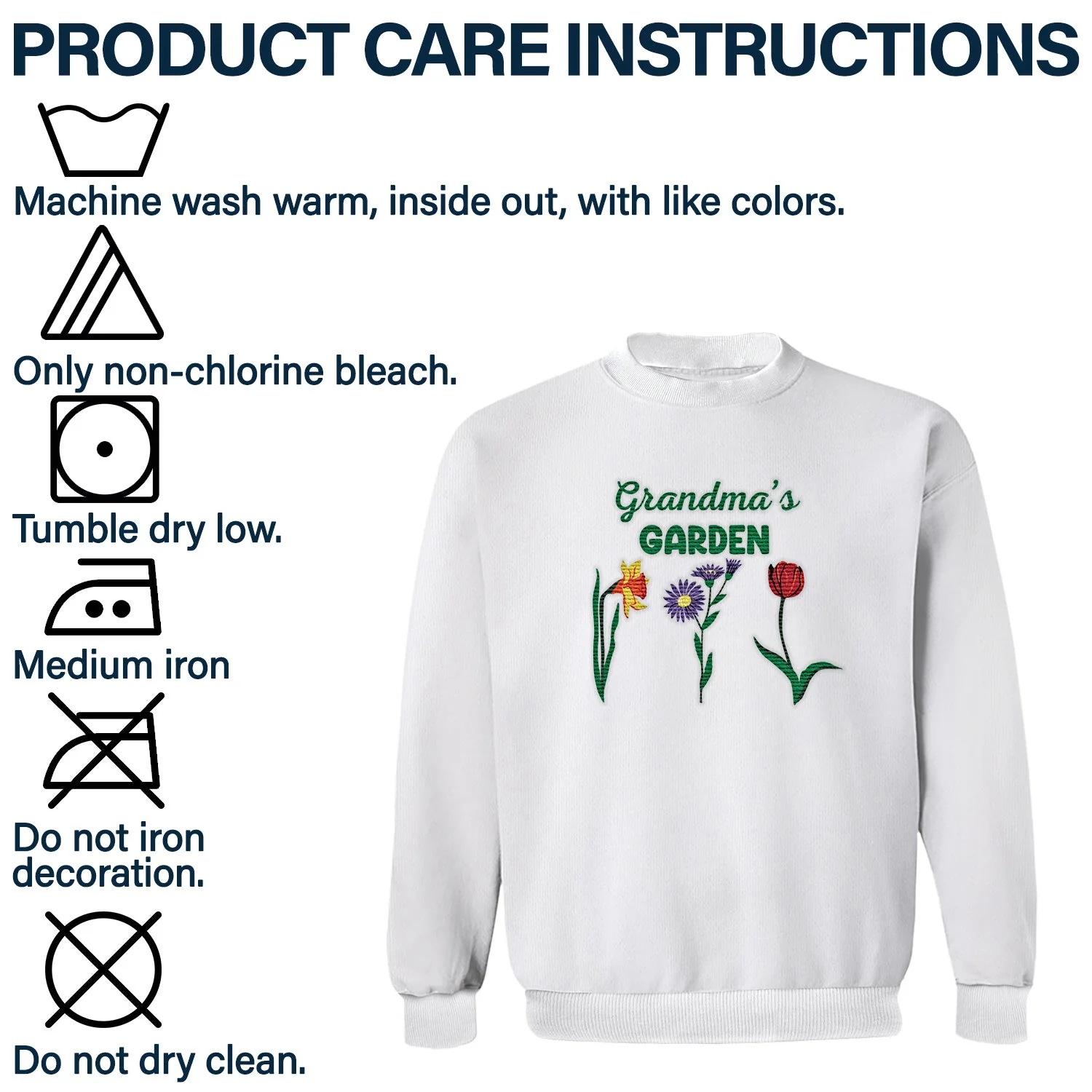 Nana's Garden Flowers - Birthday, Loving Gift For Grandma, Mom, Mum, Mother - Personalized Embroidered Sweatshirt - Image 5