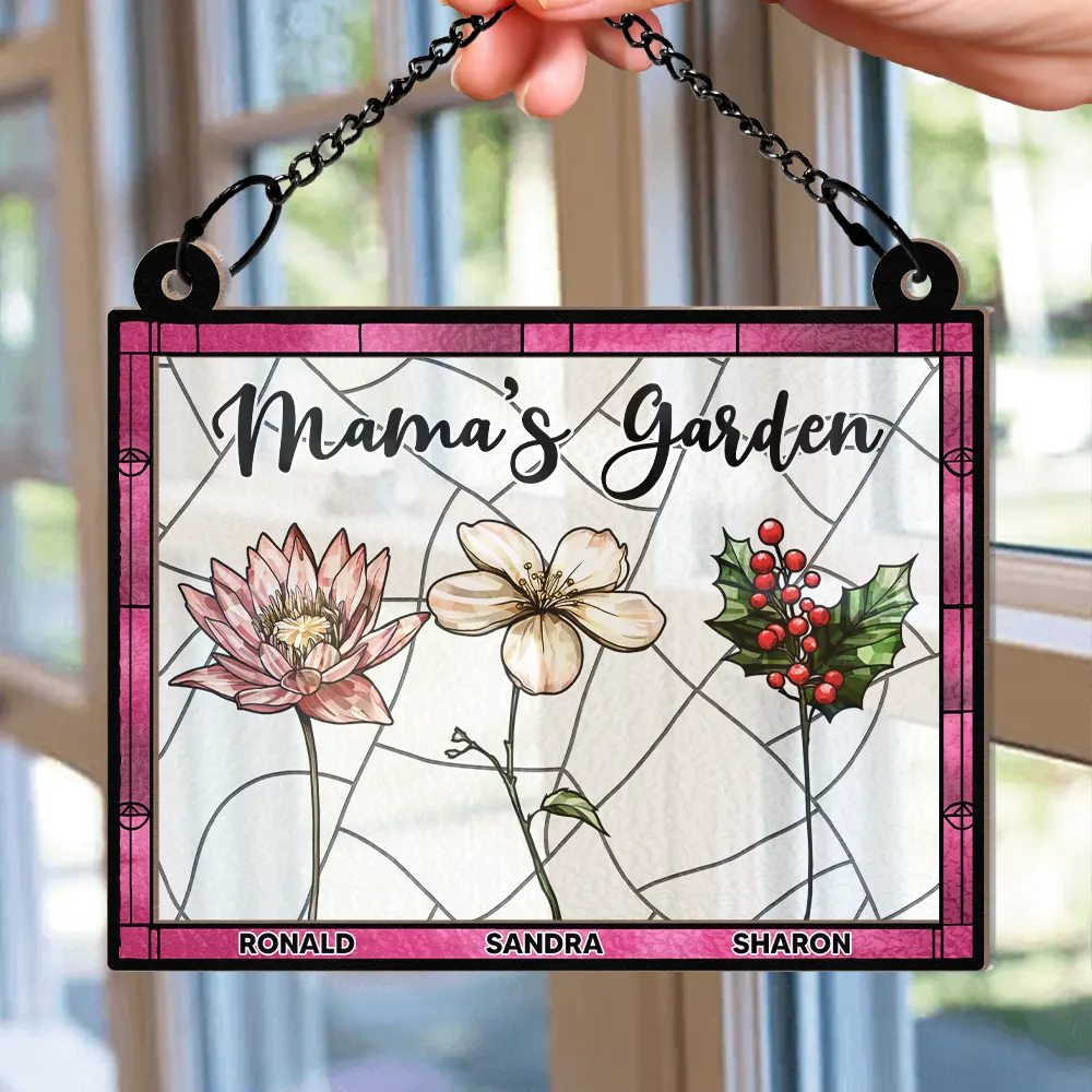 Nana's Garden Full Of Colors Birth Flower Grandkids - Personalized Window Hanging Suncatcher Ornament - Image 2