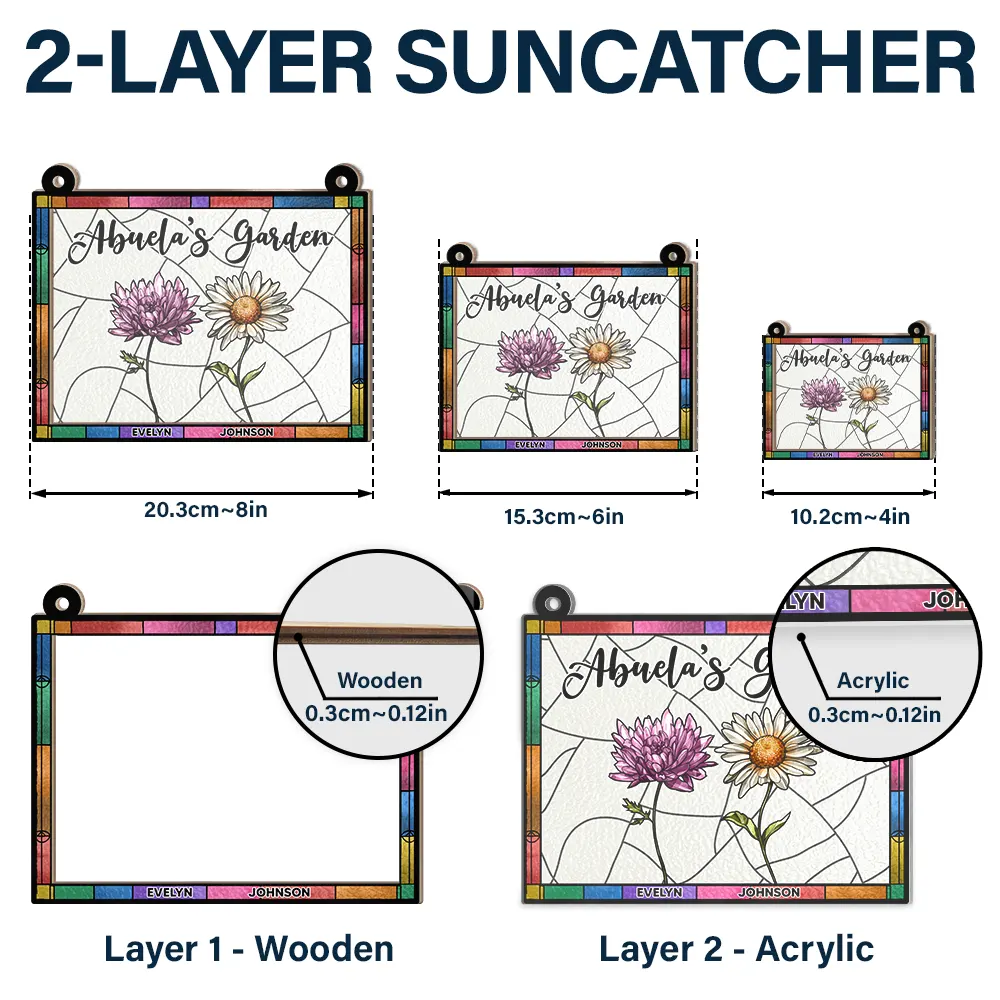 Nana's Garden Full Of Colors Birth Flower Grandkids - Personalized Window Hanging Suncatcher Ornament - Image 6