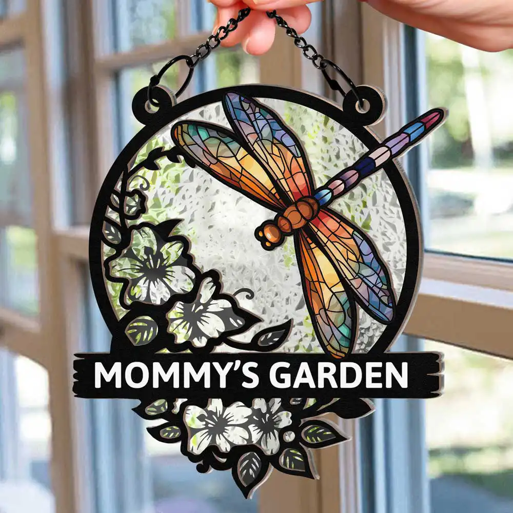 Nana's Garden Love Grows Here - Personalized Window Hanging Suncatcher Ornament - Image 2