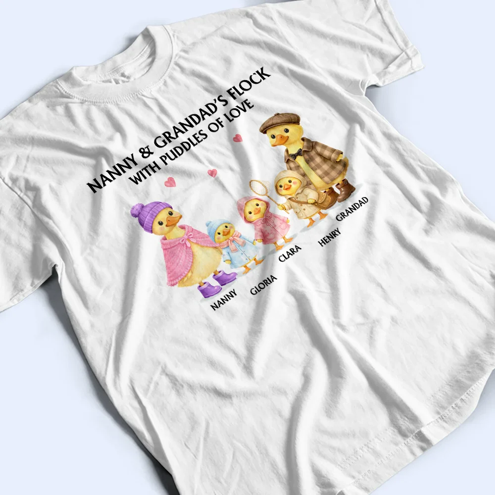 Nanny's Flock With Puddles Of Love - Personalized T Shirt - Image 3