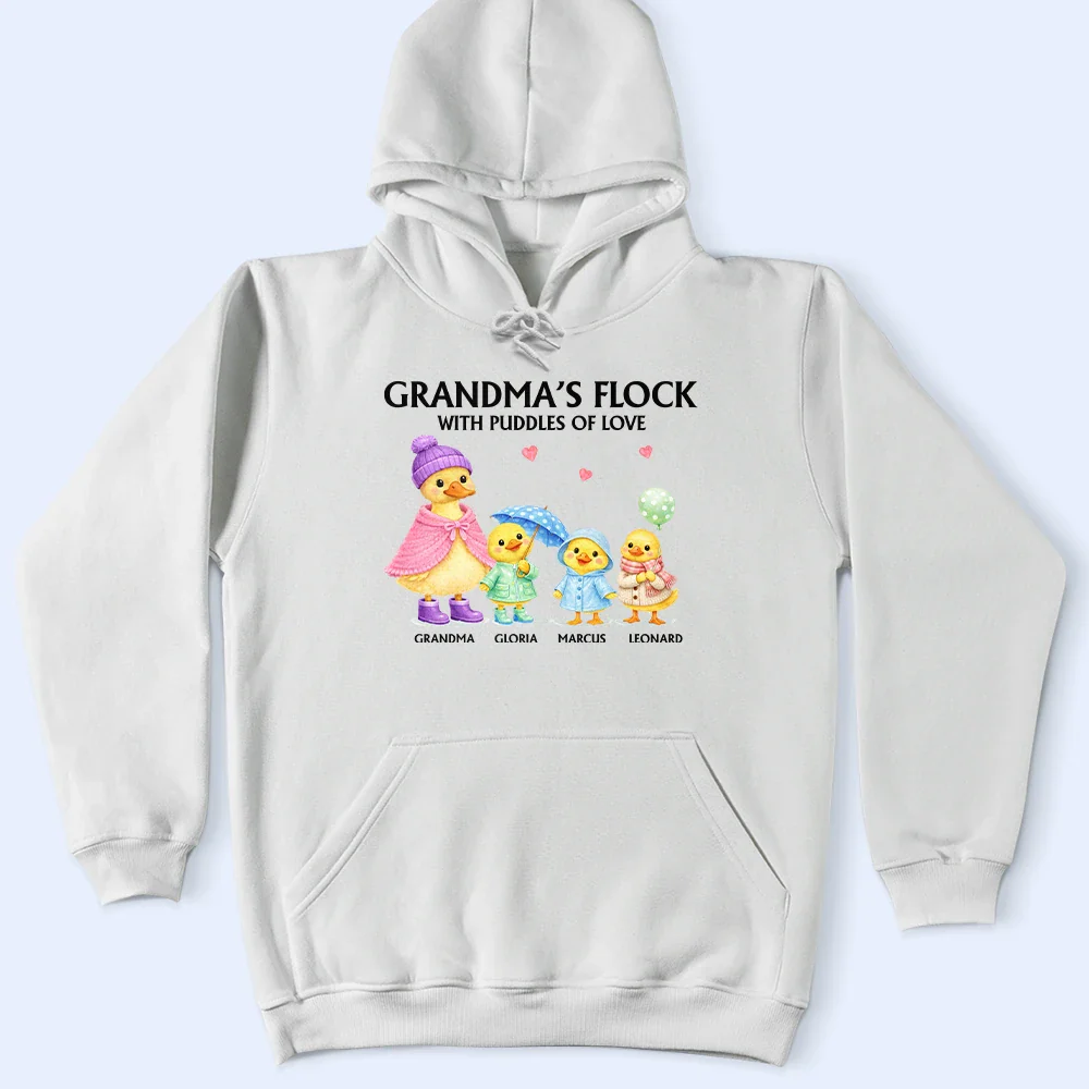 Nanny's Flock With Puddles Of Love - Personalized T Shirt - Image 4