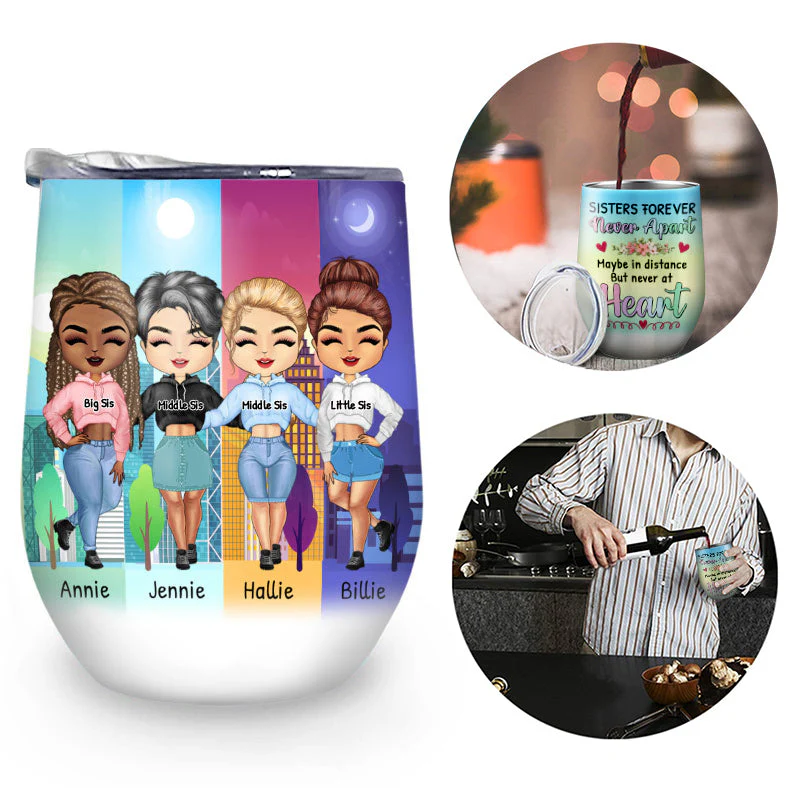 Never Apart - Gift For Sister - Personalized Custom Wine Tumbler - Image 2