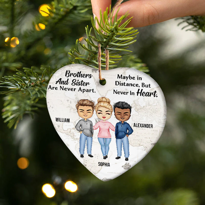 Never Apart In Heart Hoodie Friends - BFF Bestie Gift - Personalized Custom Heart Ceramic Ornament - Image 2