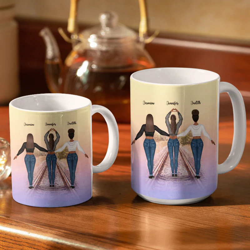 Never At Heart - Gift For Besties, Best Friends, BFF - Personalized Custom White Edge-To-Edge Mug - Image 3