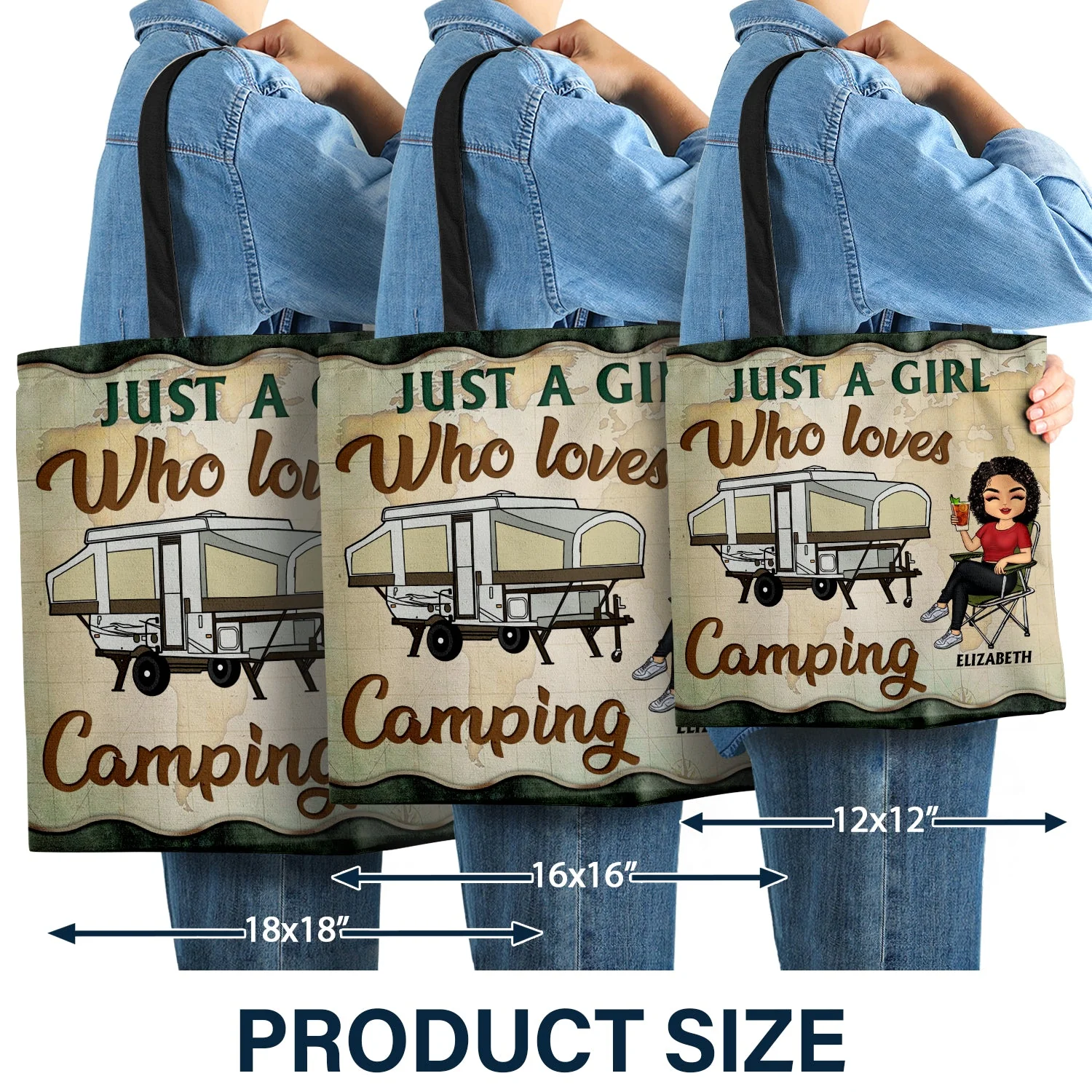 Never Dreamed I'd Grow Up To Be A Super Sexy Camping Lady - Gift For Campers - Personalized Custom Zippered Canvas Bag - Image 4
