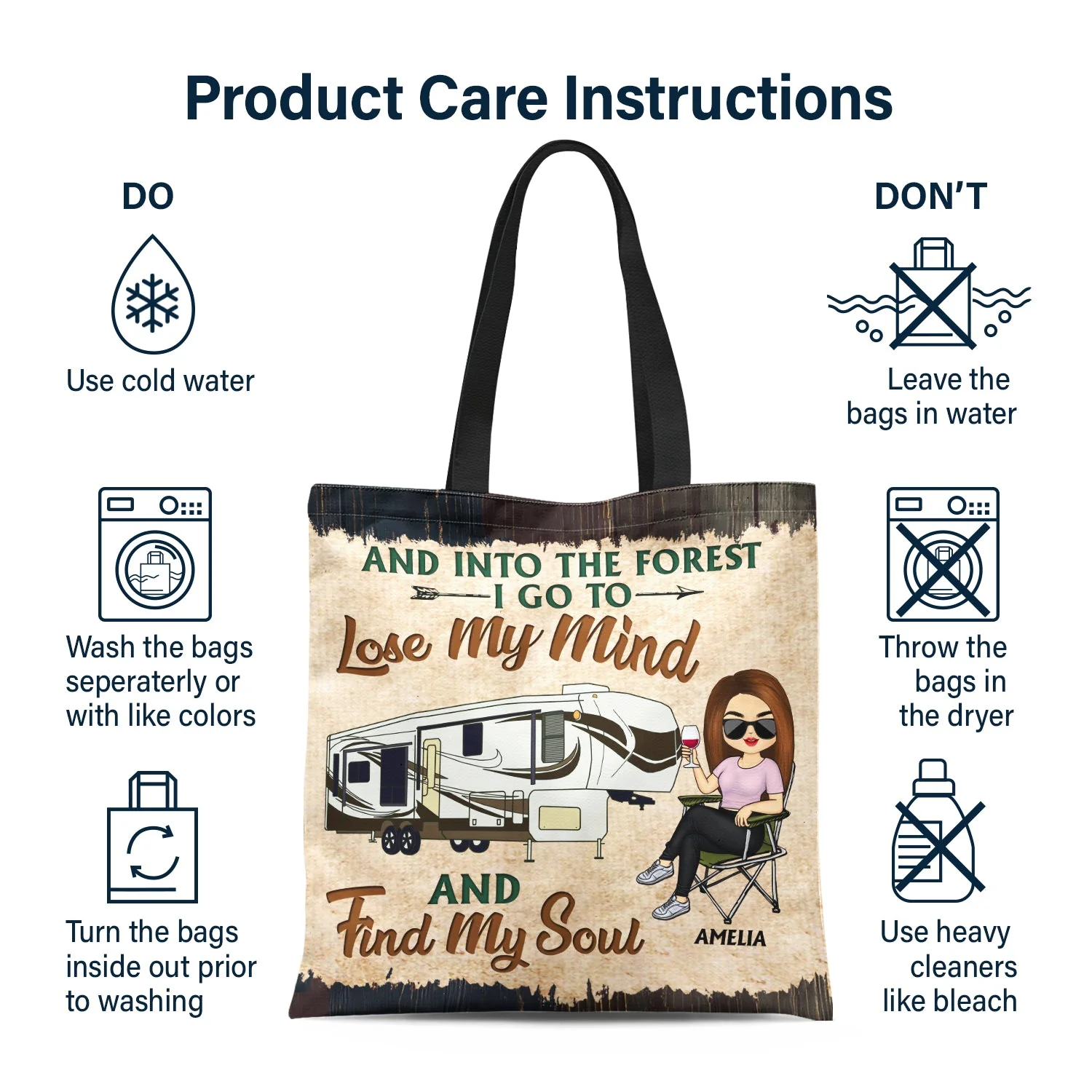 Never Dreamed I'd Grow Up To Be A Super Sexy Camping Lady - Gift For Campers - Personalized Custom Zippered Canvas Bag - Image 7