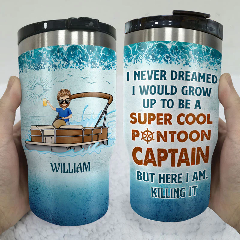Never Dreamed I'd Grow Up To Be A Super Sexy Pontoon Queen - Personalized Custom Triple 3 In 1 Can Cooler - Image 3