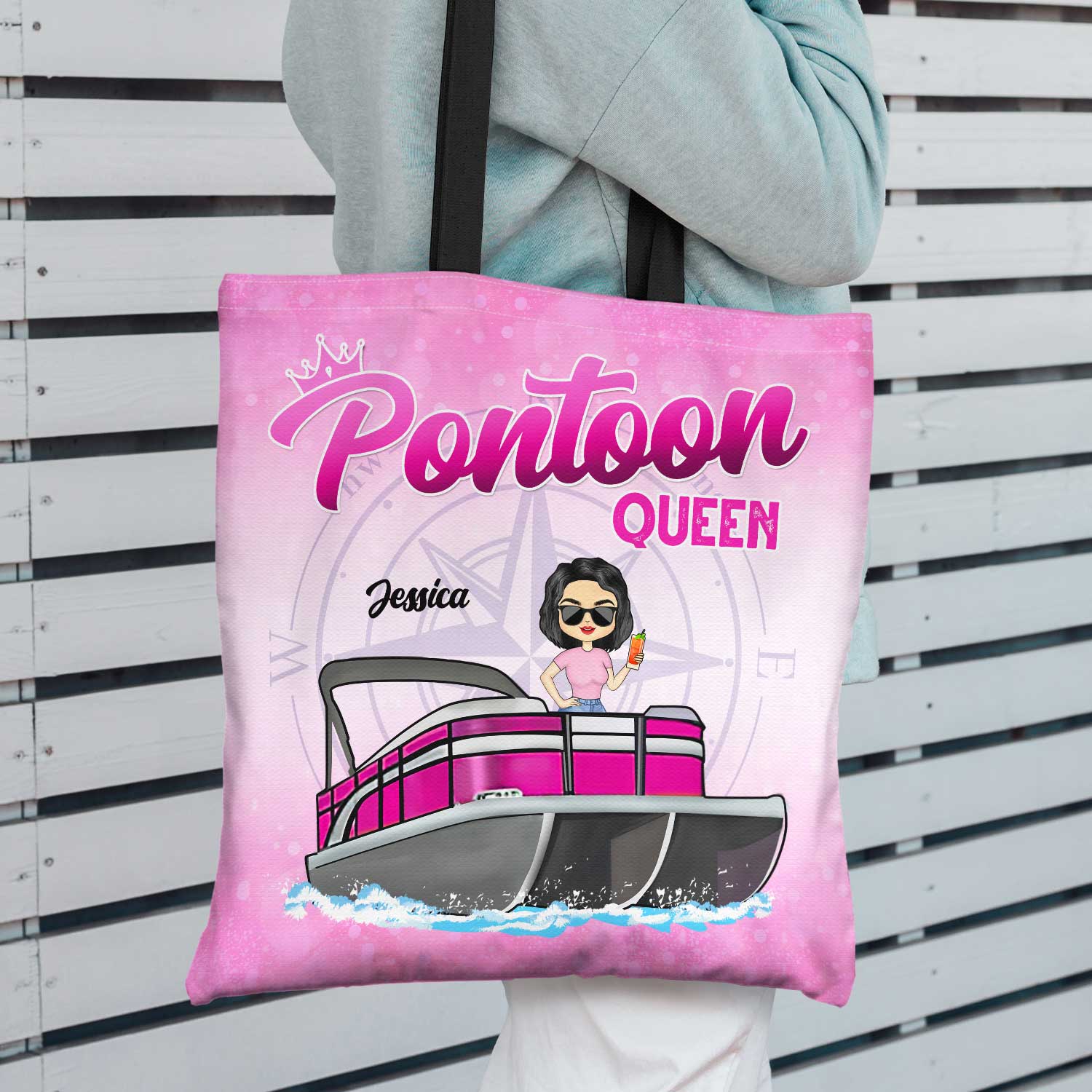 Never Dreamed I'd Grow Up To Be A Super Sexy Pontoon Queen - Traveling, Cruising Gift For Pontooning Lovers, Lake Lovers, Travelers, Women - Personalized Custom Zippered Canvas Bag - Image 2