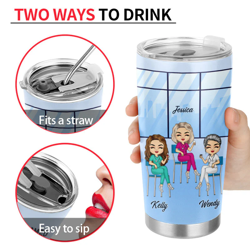 Never Dreamed We Would Be Super Cool Nurse Friends - Gift For BFF, Colleague - Personalized Custom Tumbler - Image 4