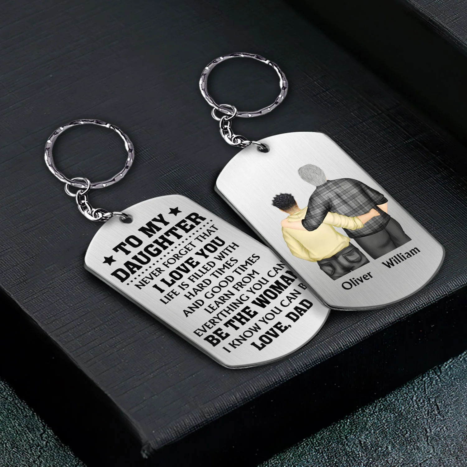 Never Forget That I Love You - Gift For Son, Daughter From Dad - Personalized Aluminum Keychain - Image 2
