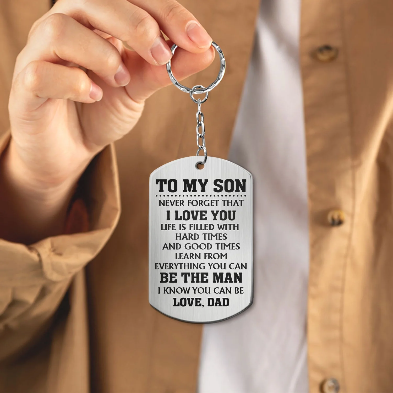 Never Forget That I Love You - Gift For Son, Daughter From Dad - Personalized Aluminum Keychain - Image 4