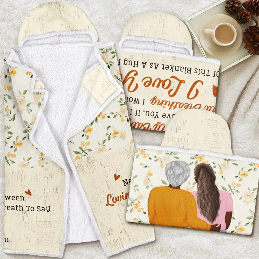 Never Forget That I Love You Mom Daughter - Personalized Wearable Hooded Blanket - Image 4