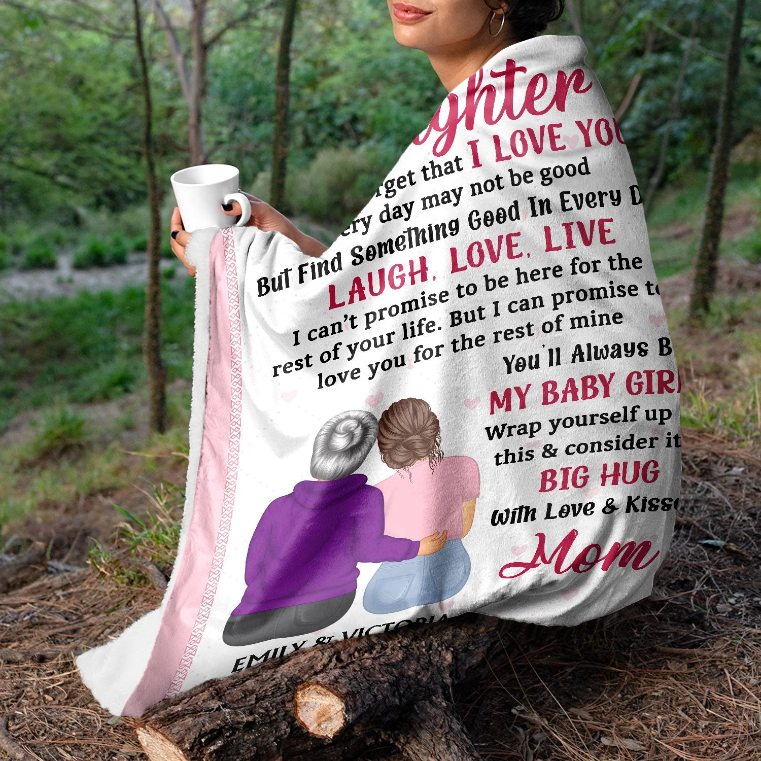 Never Forget That I Love You Mom - Gift For Daughters - Personalized Fleece Blanket - Image 5