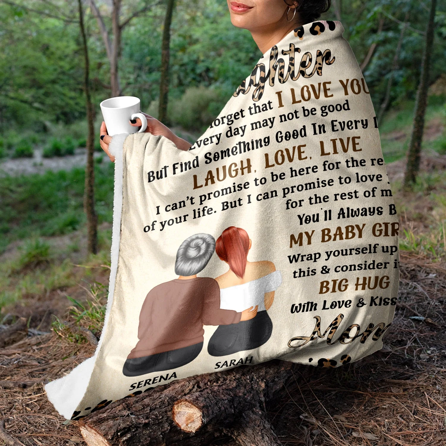 Never Forget That I Love You Mom Leopard Pattern - Gift For Daughters - Personalized Fleece Blanket, Sherpa Blanket - Image 5