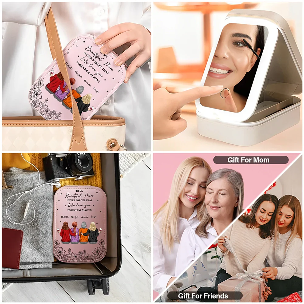 Never Forget That I Love You - Personalized Makeup Box With LED Mirror - Image 5
