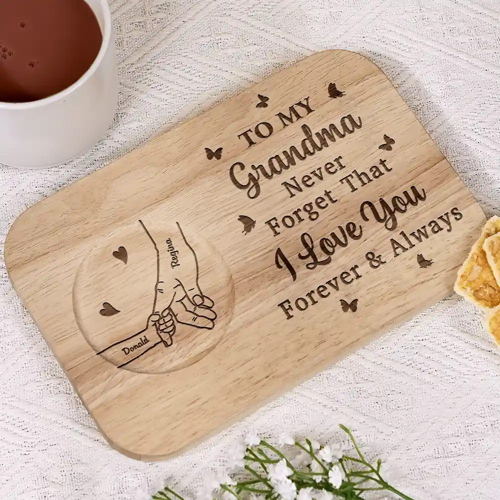 Never Forget That We Love You Forever And Always - Personalized Serving Board With Cup Holder - Image 2