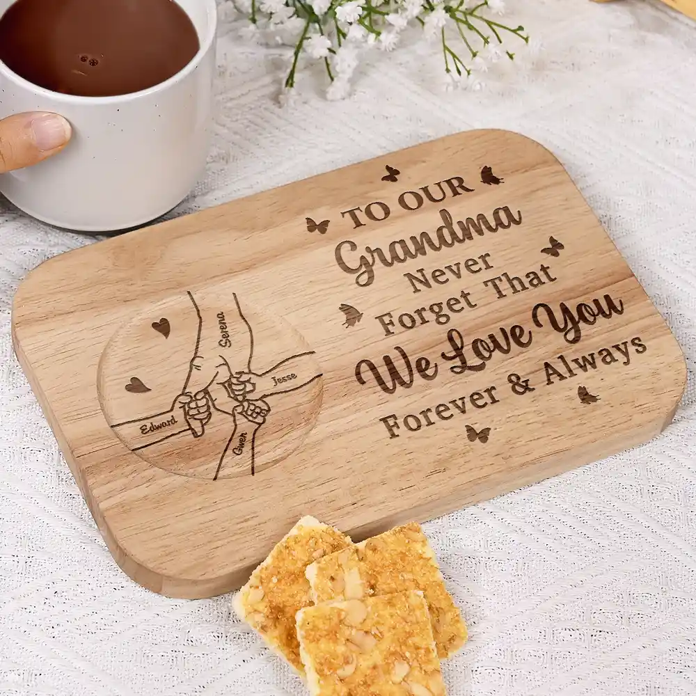 Never Forget That We Love You Forever And Always - Personalized Serving Board With Cup Holder - Image 4