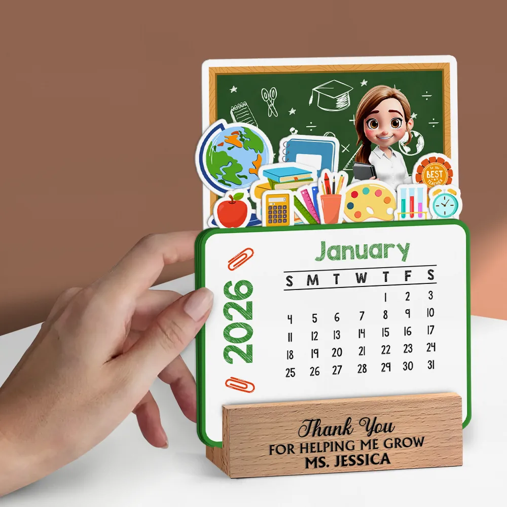 Never Forget The Difference That You Make - Personalized Calendar With Wooden Stand - Image 3