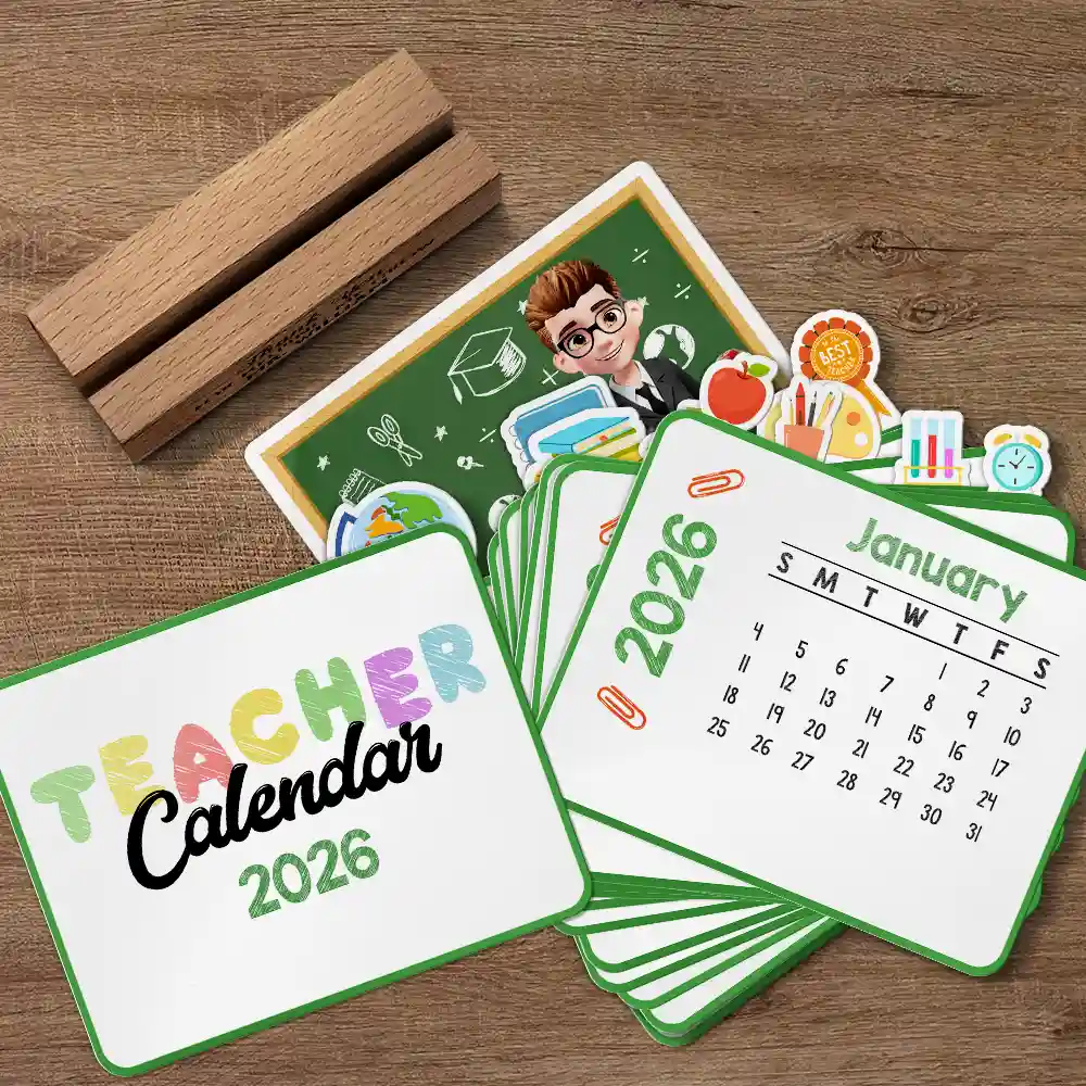 Never Forget The Difference That You Make - Personalized Calendar With Wooden Stand - Image 5
