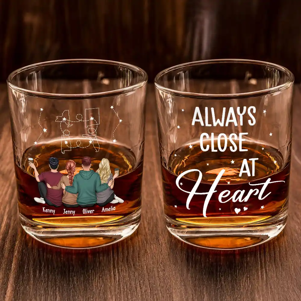Never Too Far To Drink Together Long Distance - Personalized Whiskey Glass - Image 2