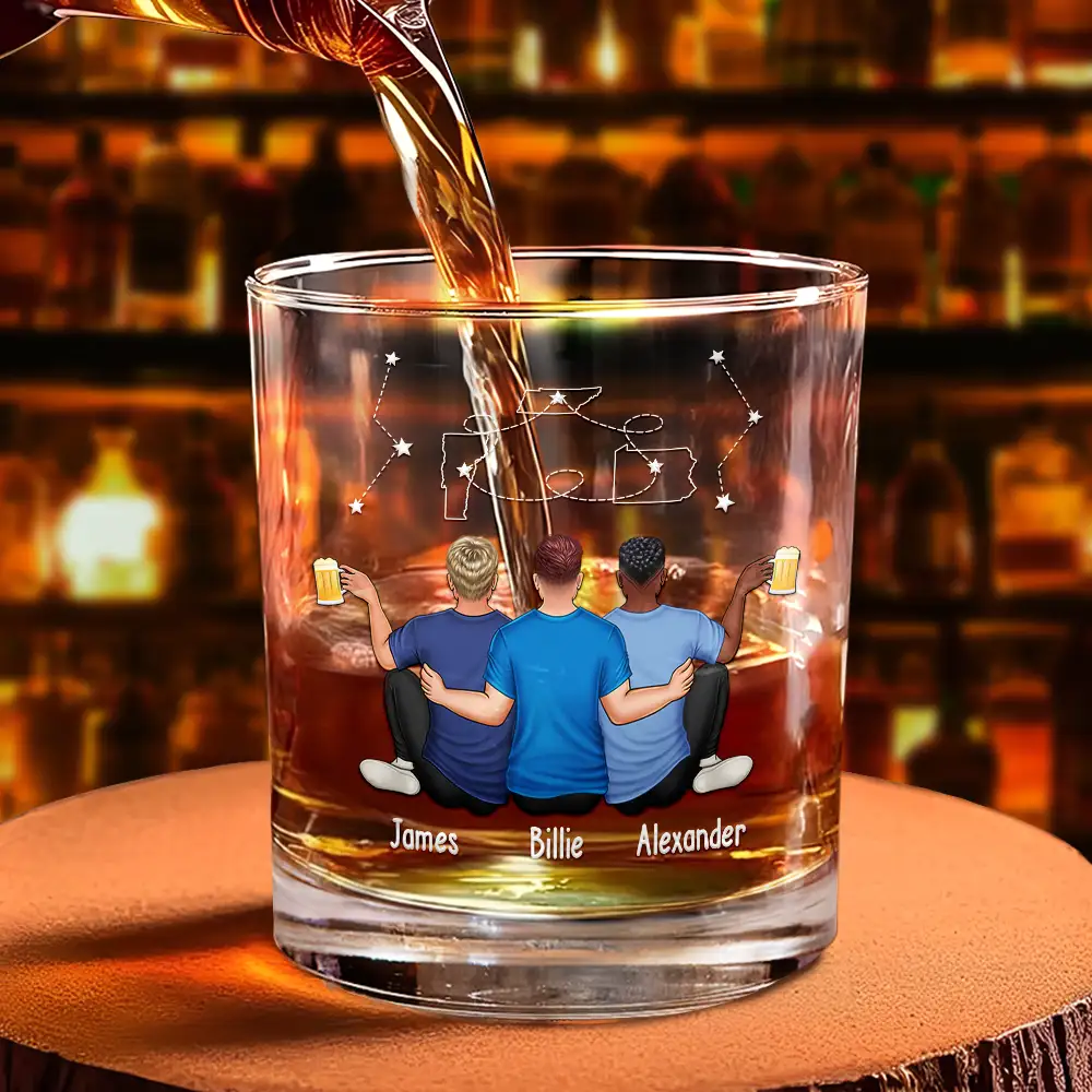 Never Too Far To Drink Together Long Distance - Personalized Whiskey Glass - Image 4