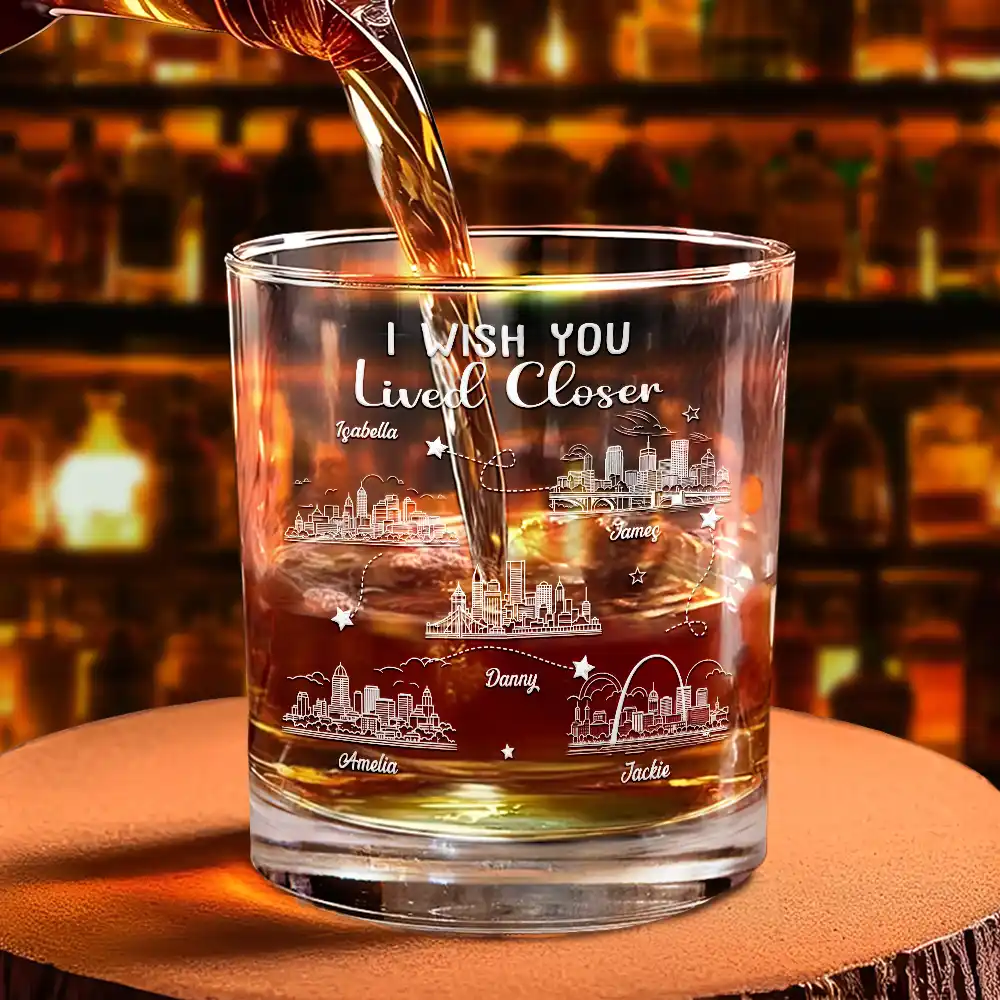 Never Too Far To Drink Together Long Distance - Personalized Whiskey Glass - Image 4