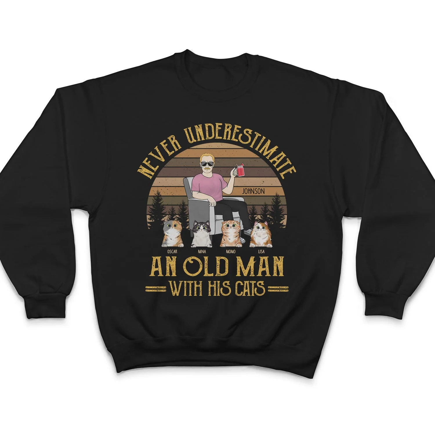 Never Underestimate An Old Man - Gift For Cat Dad, Cat Lovers - Personalized Custom T Shirt - Image 5