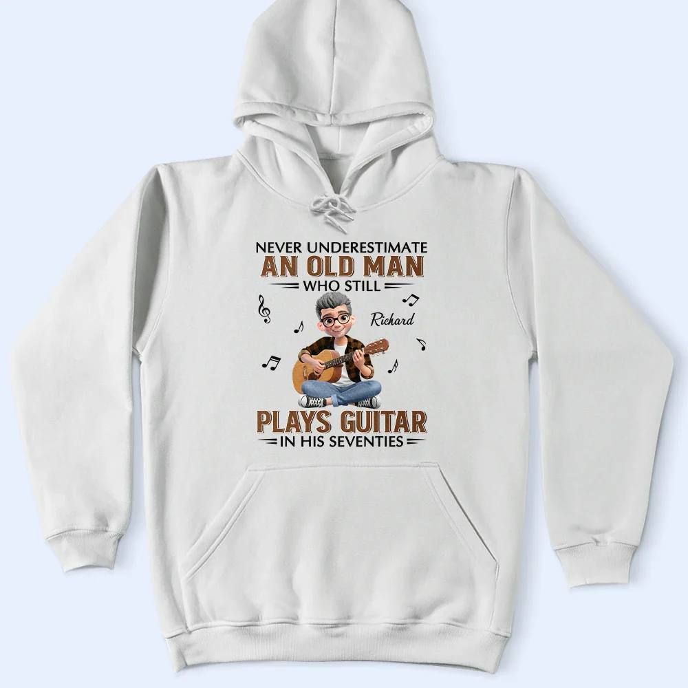 Never Underestimate An Old Man Who Plays Guitar - Personalized T Shirt - Image 4