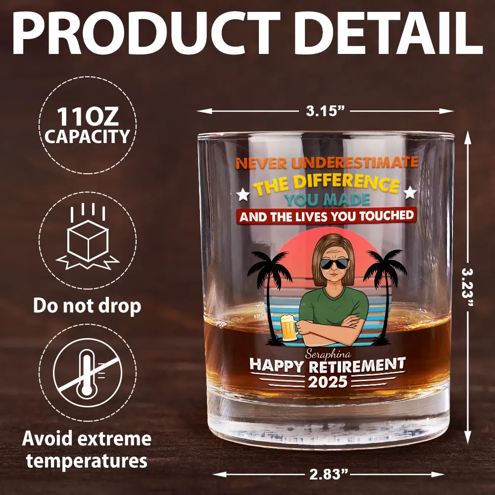 Never Underestimate The Difference You Made - Personalized Whiskey Glass - Image 5