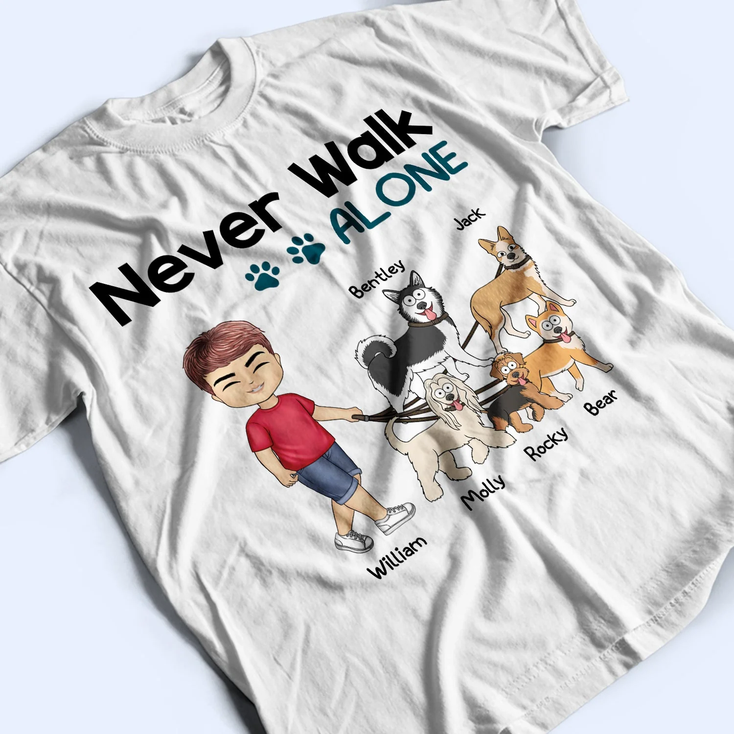 Never Walk Alone Walking Dog - Gift For Dog Lovers, Dog Mom, Dog Dad - Personalized T Shirt - Image 3