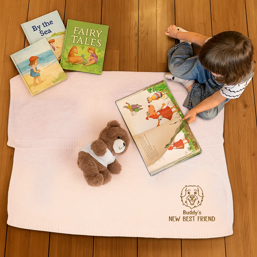 New Best Friend Baby - Personalized Embroidered Knitted Baby Blanket - Image 4