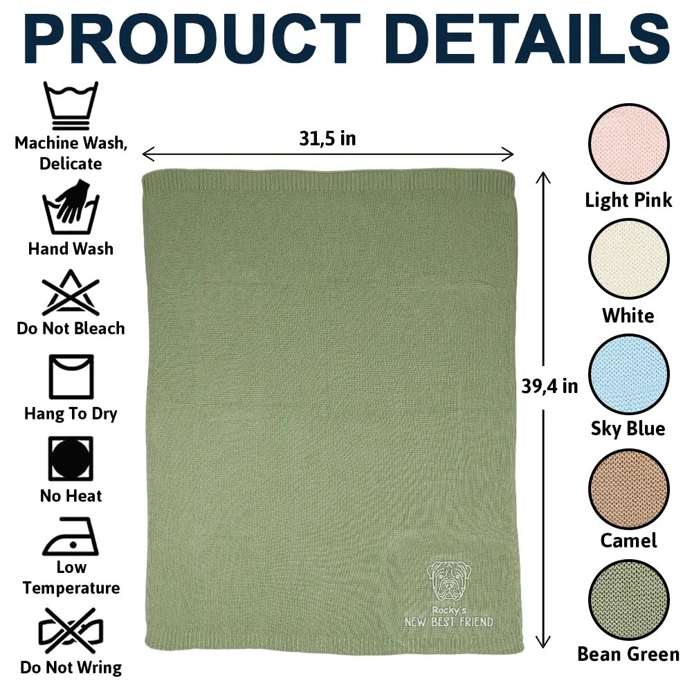 New Best Friend Baby - Personalized Embroidered Knitted Baby Blanket - Image 5