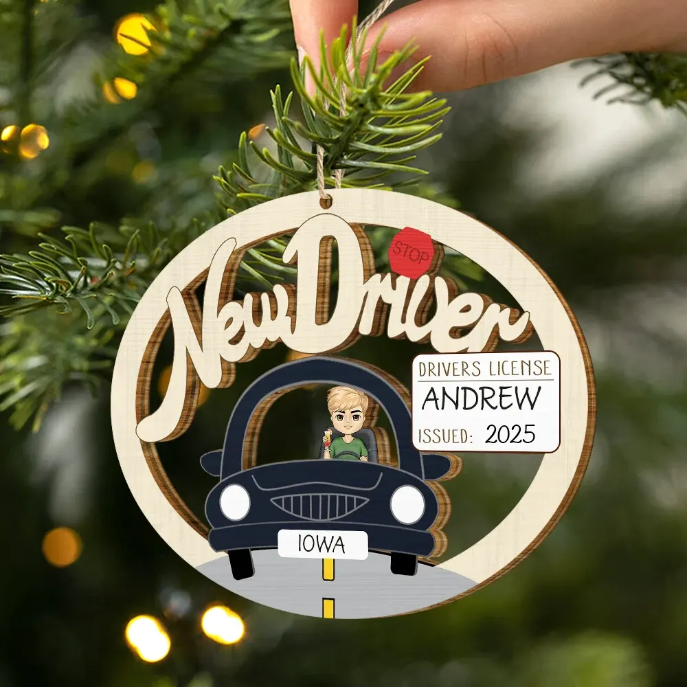 New Driver Christmas - Personalized Wooden Cutout Ornament - Image 2