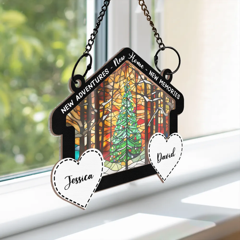 New Home New Adventures New Memories - Personalized Window Hanging Suncatcher Ornament - Image 3