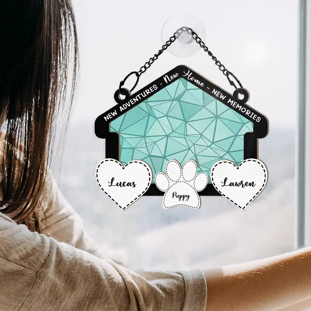 New Home New Adventures New Memories - Personalized Window Hanging Suncatcher Ornament - Image 4