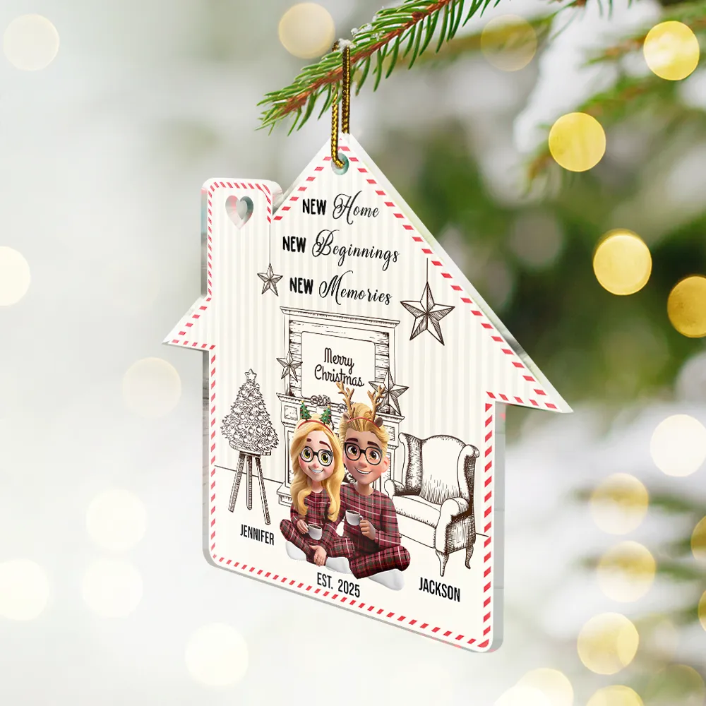 New Home New Beginnings New Memories - Personalized Custom Shaped Acrylic Ornament - Image 2