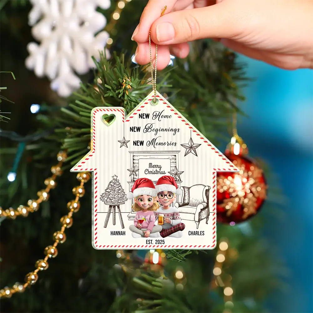 New Home New Beginnings New Memories - Personalized Custom Shaped Acrylic Ornament - Image 4
