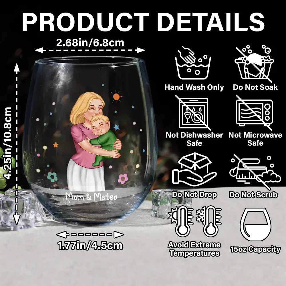 New Mom And Baby You're Doing A Great Job Mommy - Personalized Stemless Wine Glass - Image 6