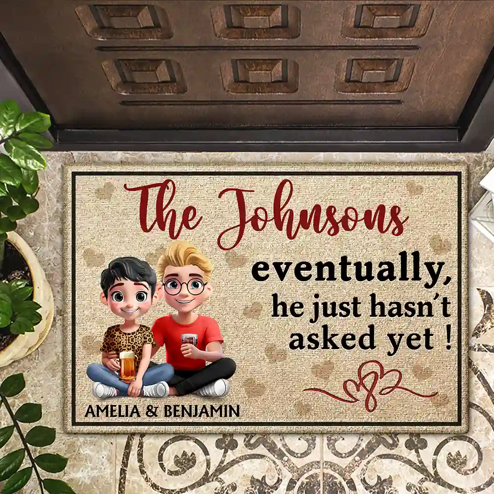 New Version Couple Eventually He Just Hasn't Asked Yet - Personalized Doormat - Image 2