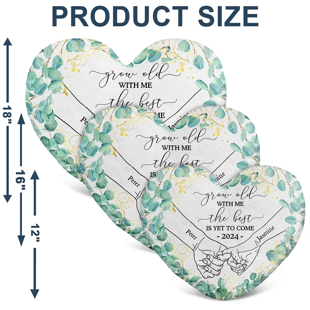 Newly Engaged Couple Holding Hands The Best Is Yet To Come - Personalized Heart Shaped Pillow - Image 6
