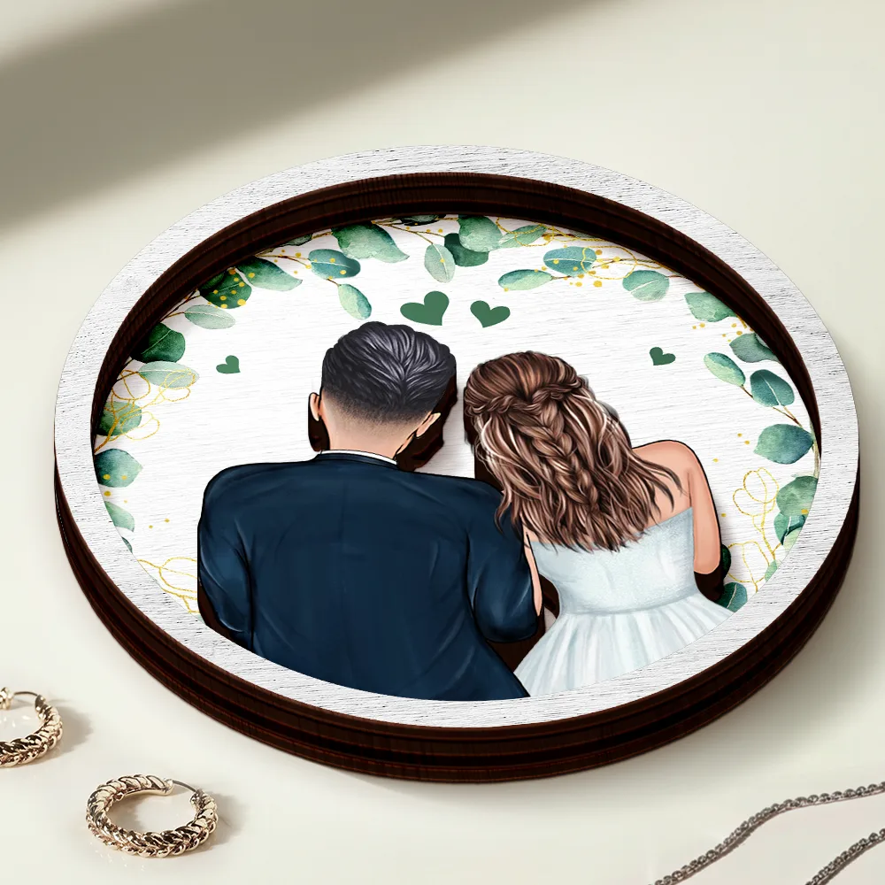 Newly Engaged Couple The Best Is Yet To Come - Personalized 2-Layered Wooden Ring Dish - Image 3