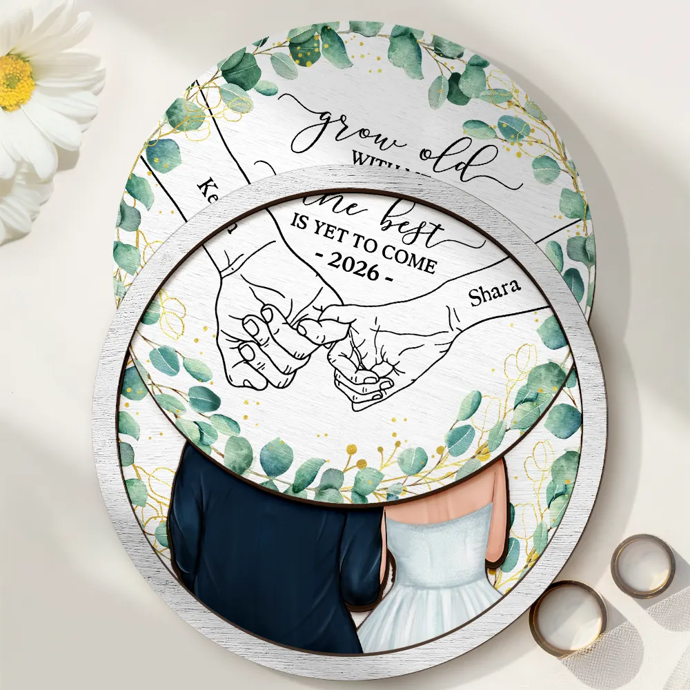 Newly Engaged Couple The Best Is Yet To Come - Personalized 2-Layered Wooden Ring Dish - Image 4